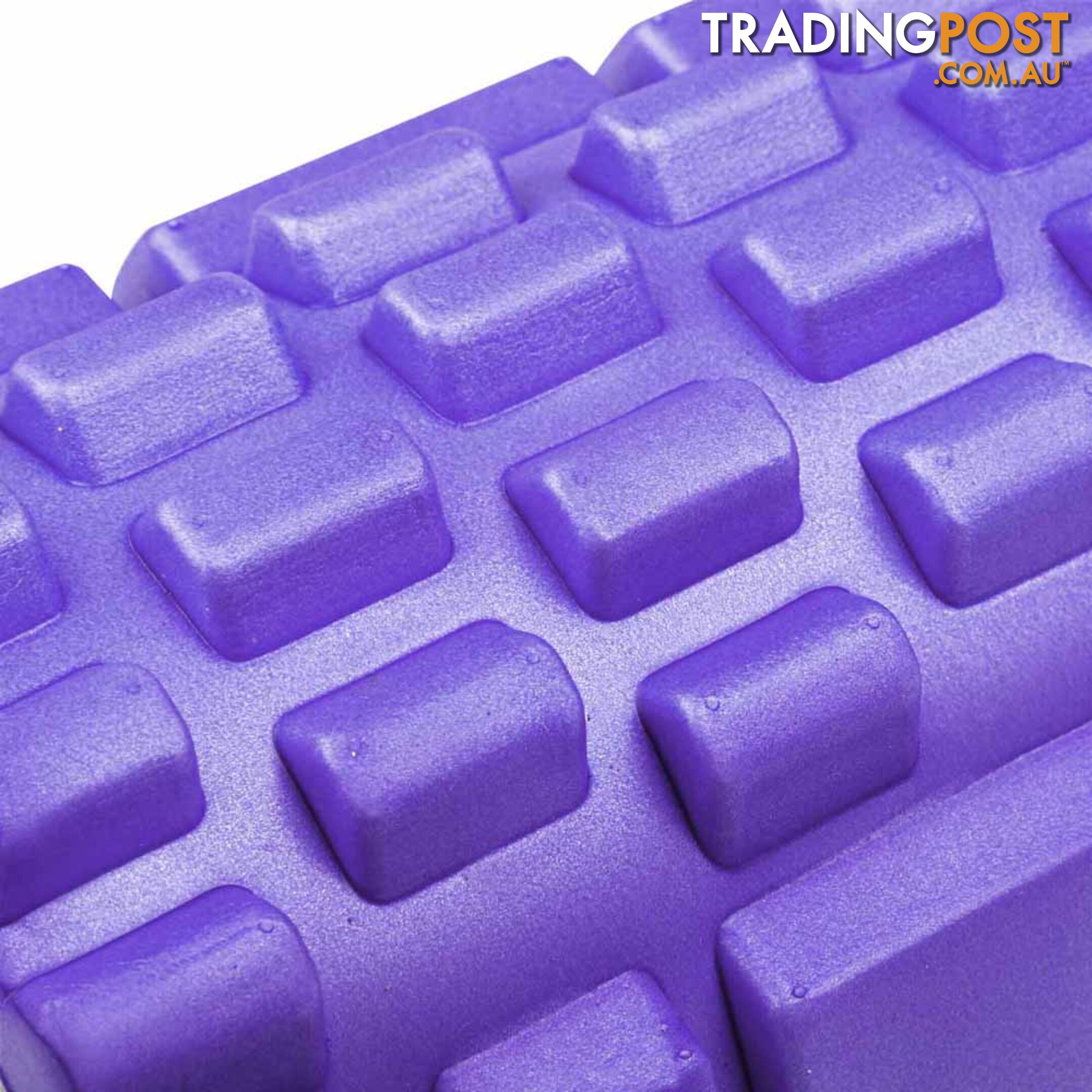 Yoga Gym Pilates EVA Grid Foam Roller Purple 33 x 14cm