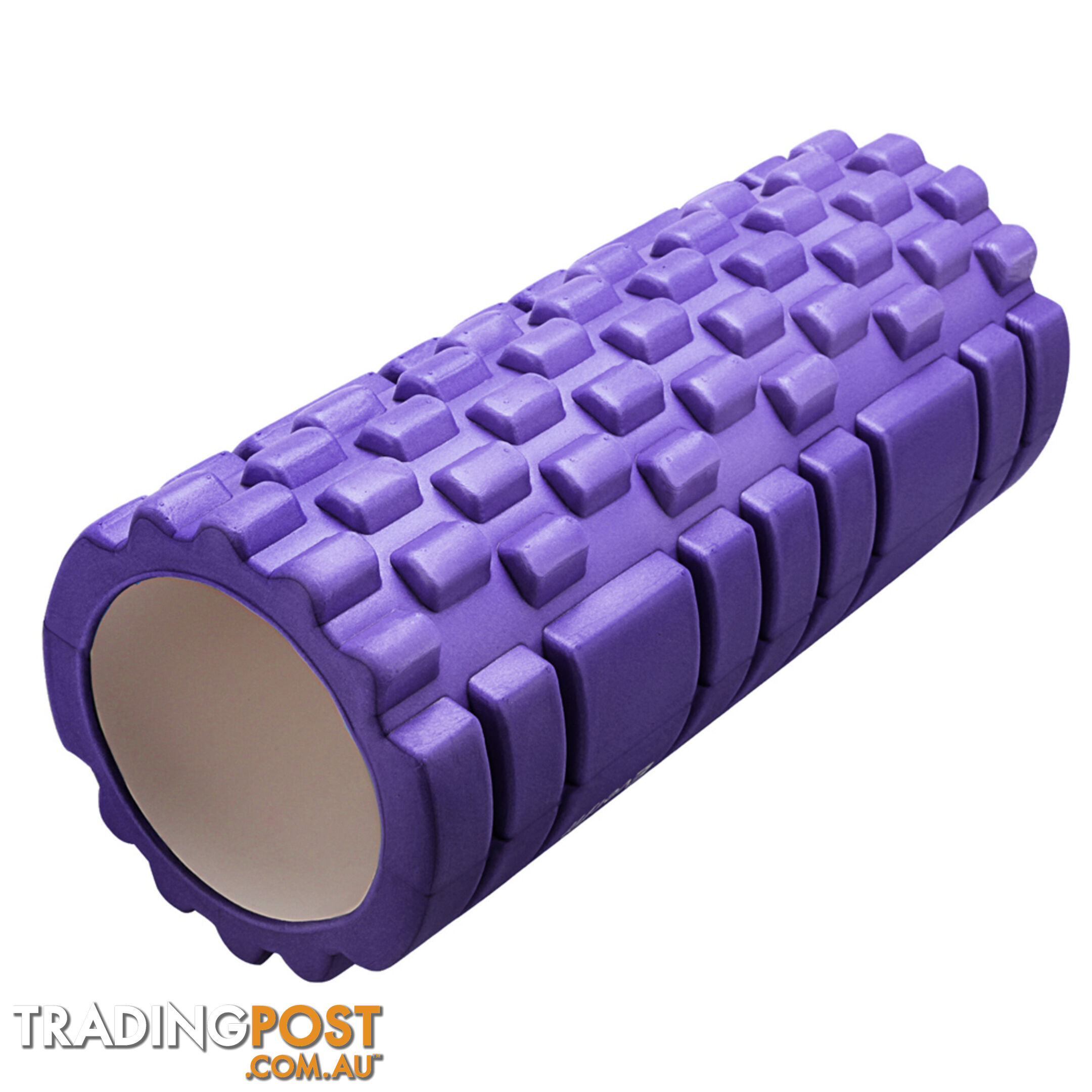 Yoga Gym Pilates EVA Grid Foam Roller Purple 33 x 14cm