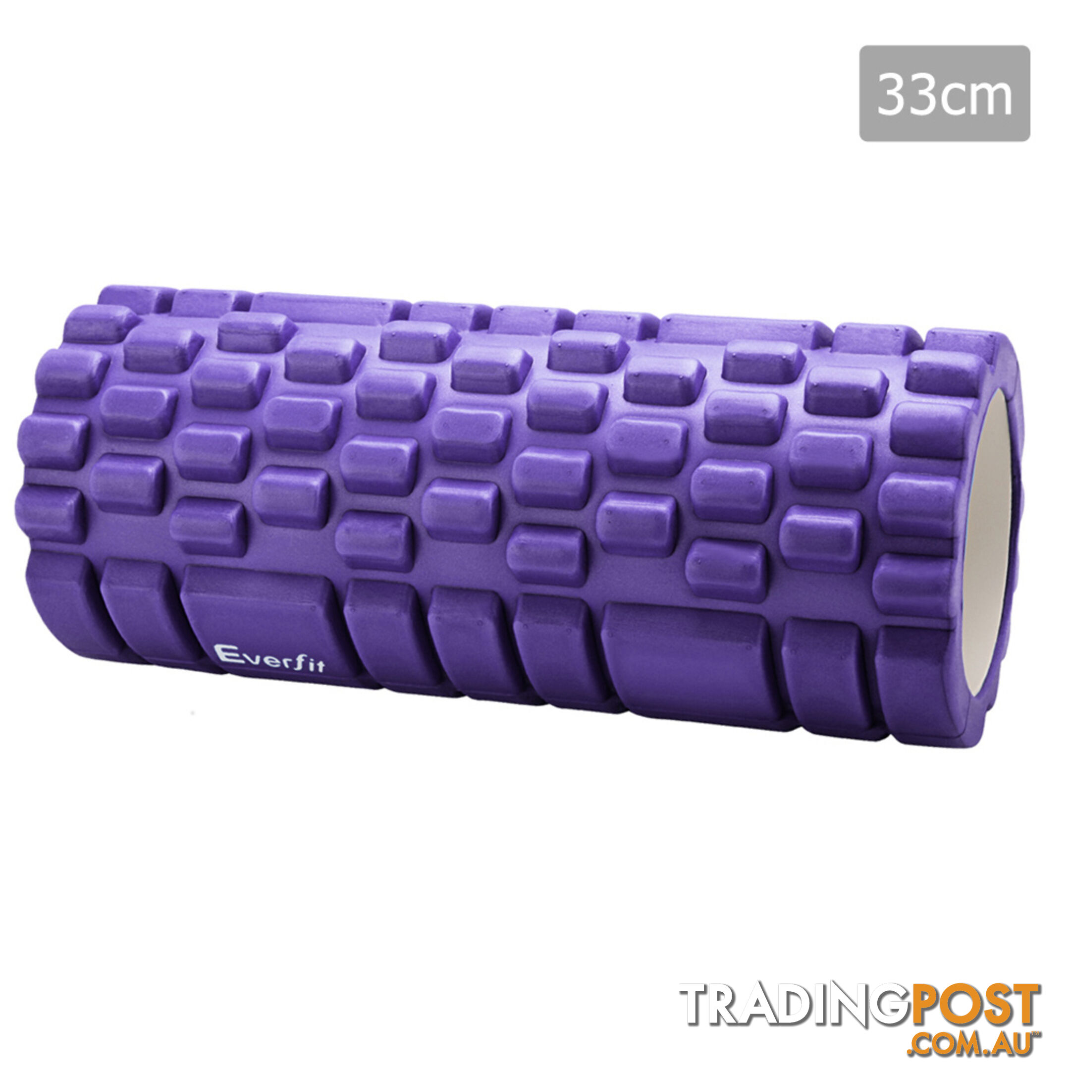 Yoga Gym Pilates EVA Grid Foam Roller Purple 33 x 14cm