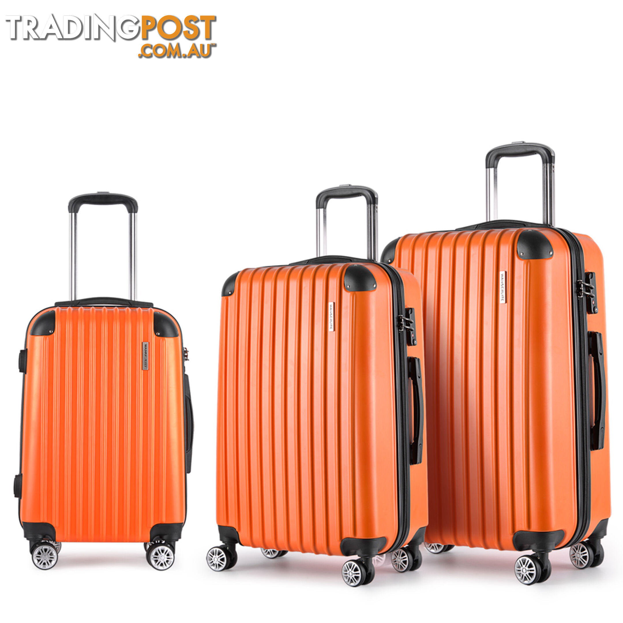 3PCS Travel Luggage Set Hard Shell Super Lightweight Suitcase TSA Lock Orange