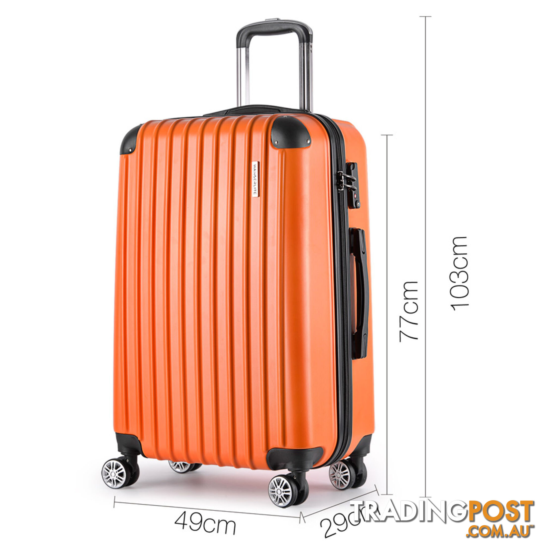 3PCS Travel Luggage Set Hard Shell Super Lightweight Suitcase TSA Lock Orange