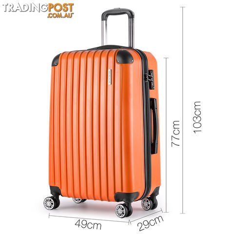 3PCS Travel Luggage Set Hard Shell Super Lightweight Suitcase TSA Lock Orange