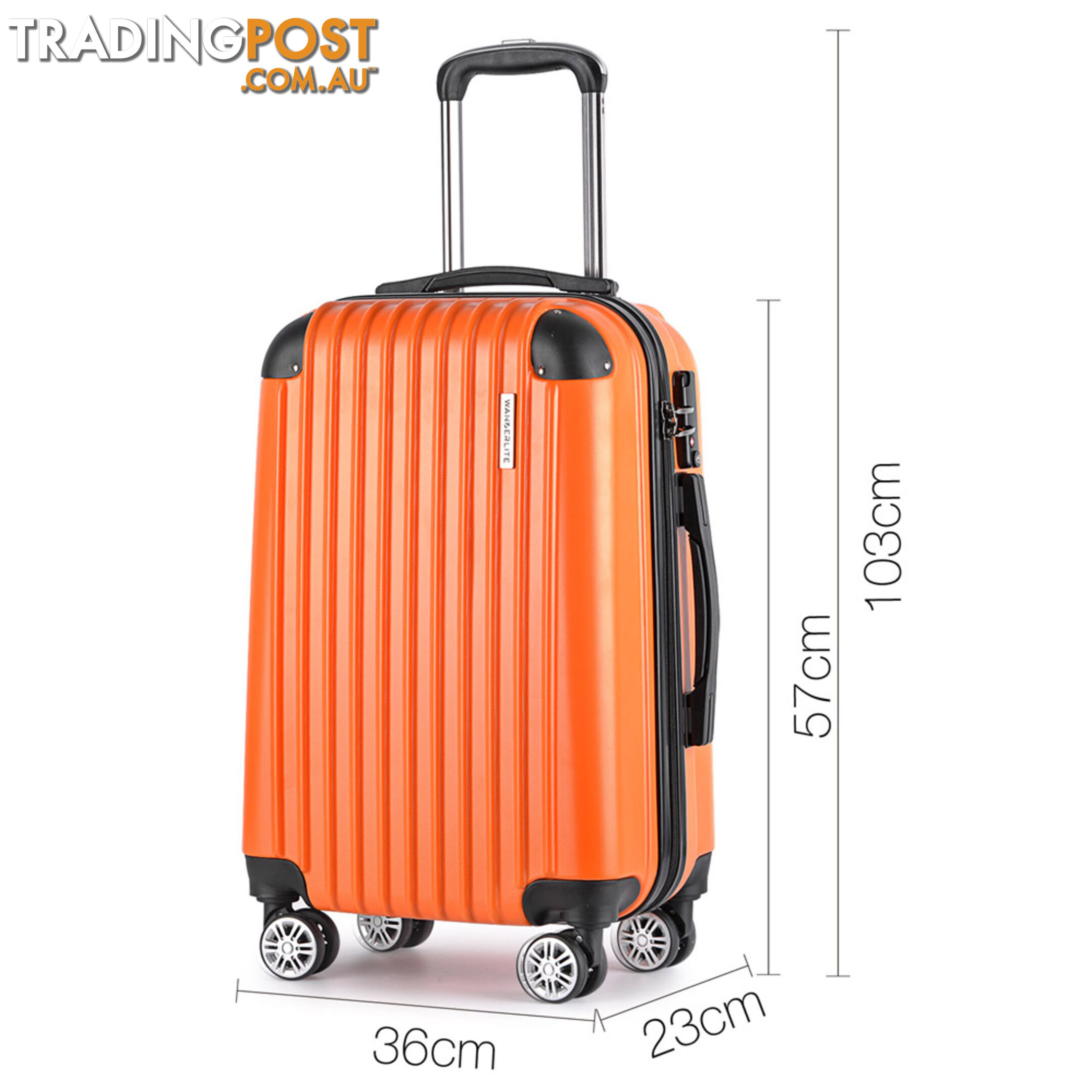 3PCS Travel Luggage Set Hard Shell Super Lightweight Suitcase TSA Lock Orange