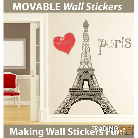 Extra Large Size Paris Eiffel Tower Wall Stickers - Totally Movable