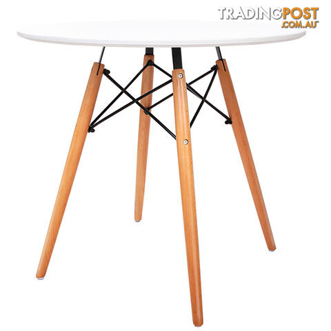 Replica Eames DSW Eiffel Round Dining Coffee Table Beech Wood Legs Cafe White
