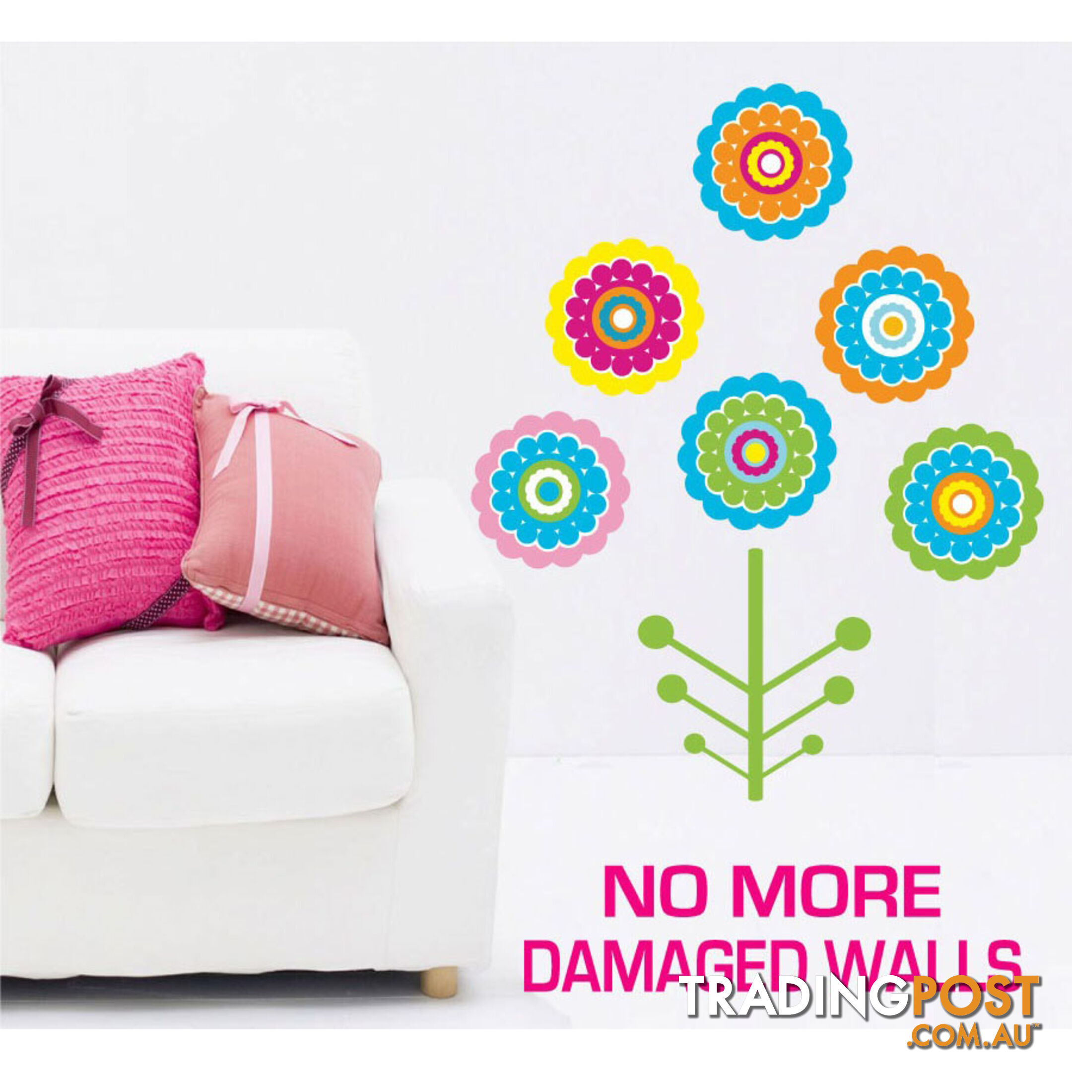 Extra Large Size Colourful Flower Tree Wall Stickers - Totally Movable