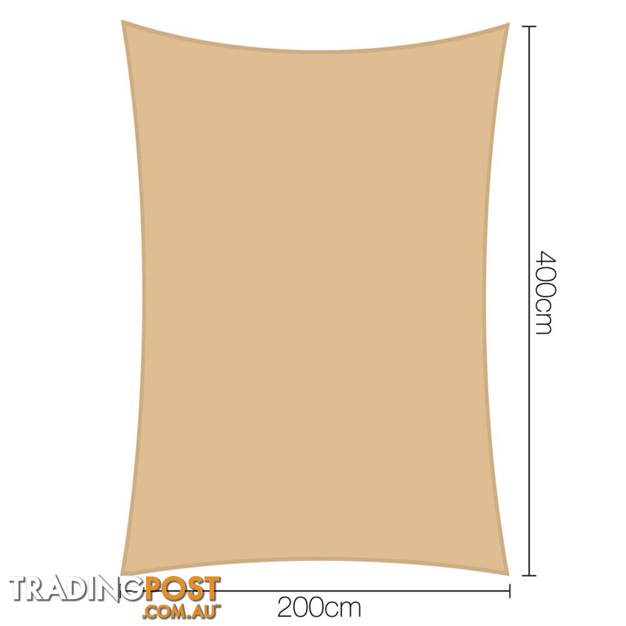 Rectangle Heavy Duty Shade Sail Cloth Sun Canopy Shadecloth 2 x 4m Sand 185g/m2