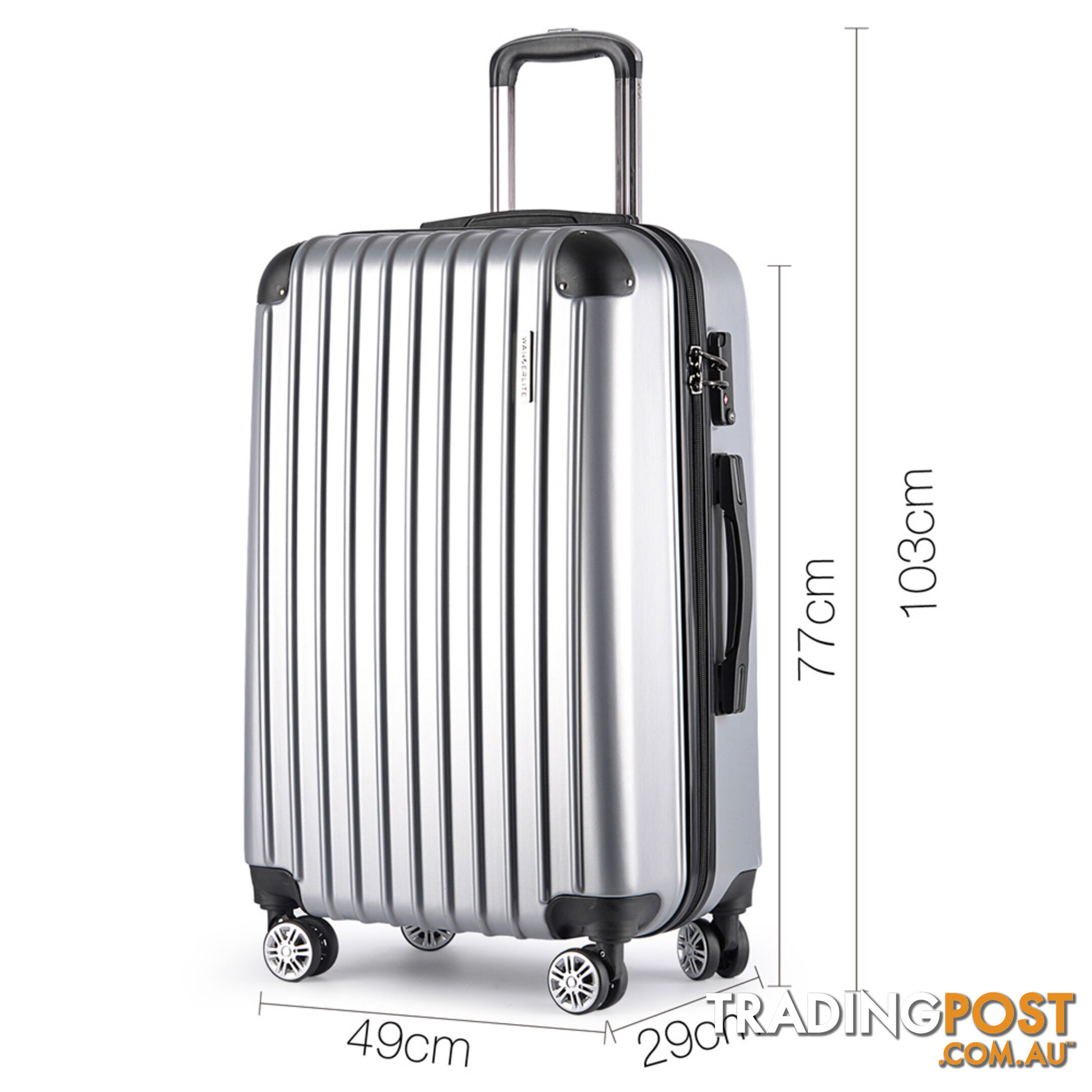 3PCS Travel Luggage Set Hard Shell Super Lightweight Suitcase TSA Lock Silver