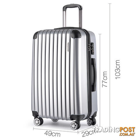 3PCS Travel Luggage Set Hard Shell Super Lightweight Suitcase TSA Lock Silver