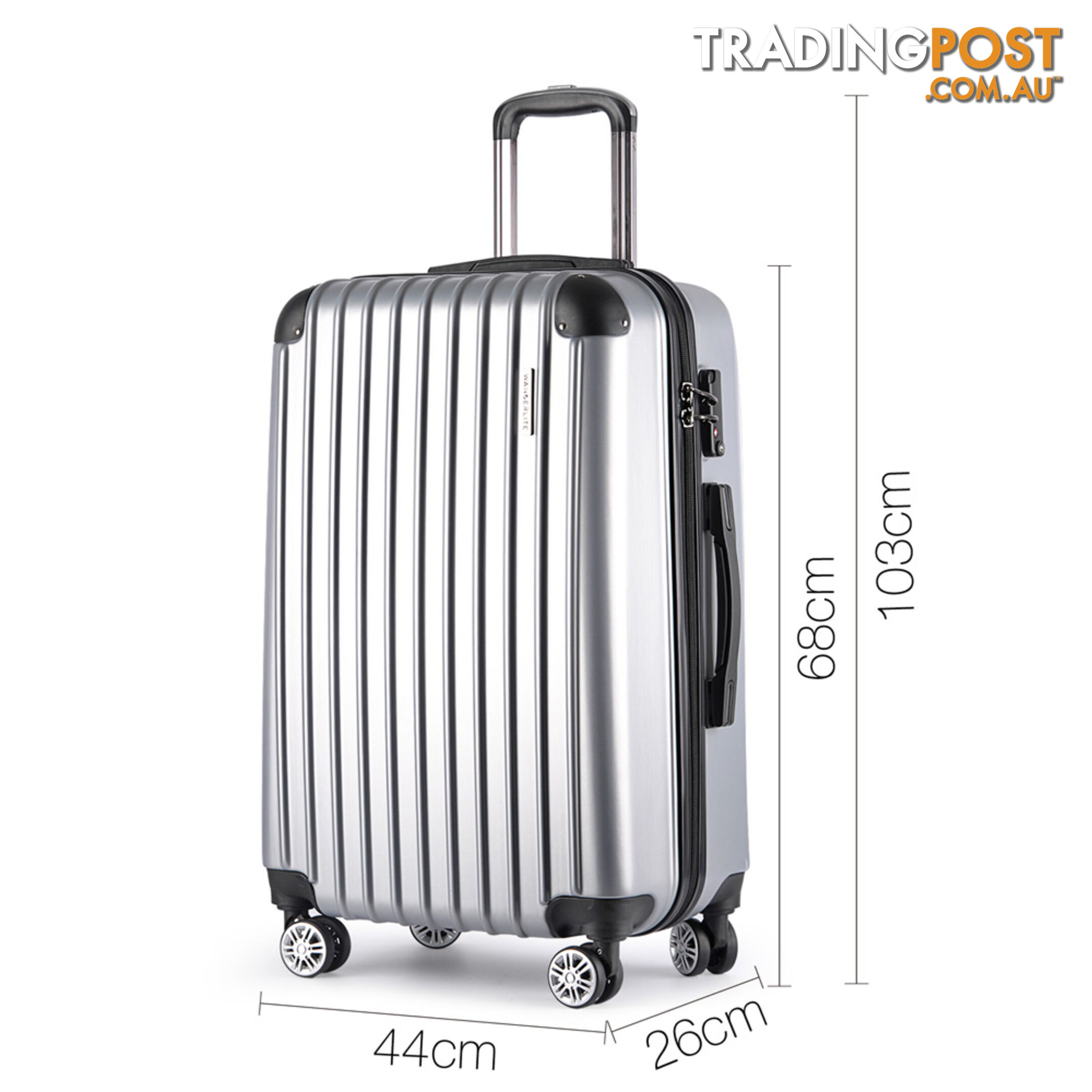 3PCS Travel Luggage Set Hard Shell Super Lightweight Suitcase TSA Lock Silver