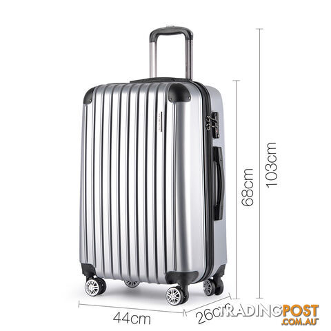 3PCS Travel Luggage Set Hard Shell Super Lightweight Suitcase TSA Lock Silver