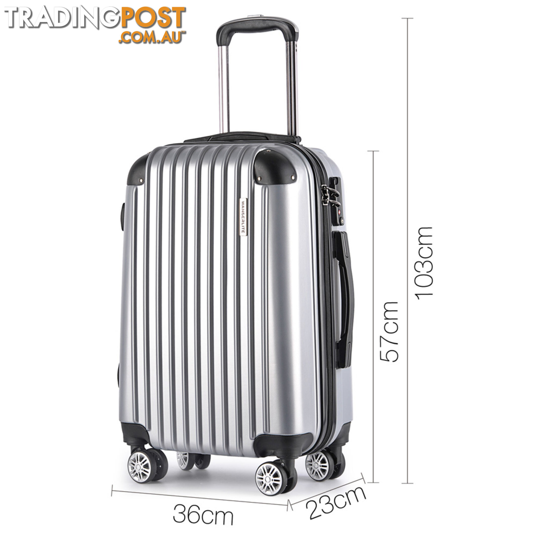 3PCS Travel Luggage Set Hard Shell Super Lightweight Suitcase TSA Lock Silver