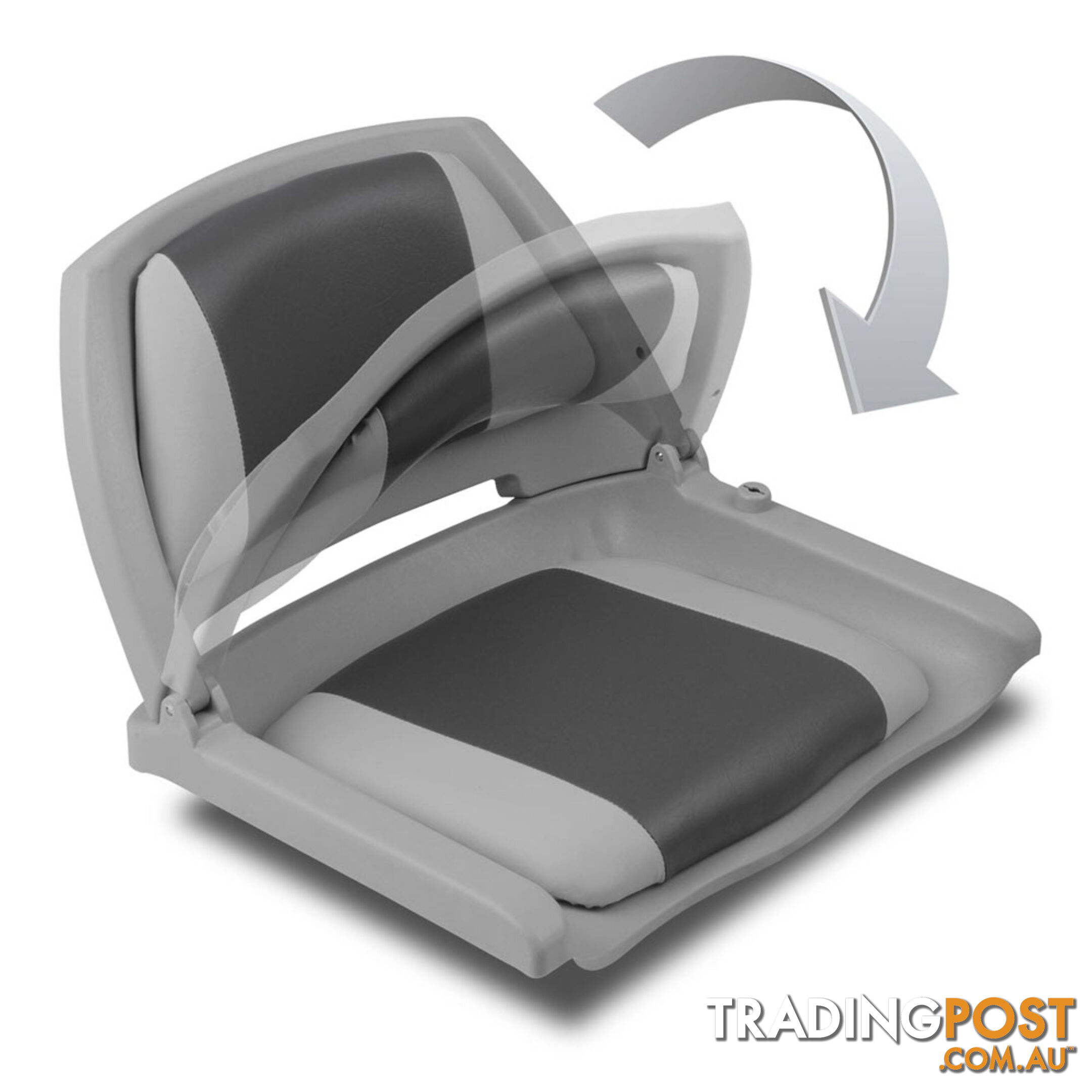 Folding Marine Boat Seat Grade Vinyl All Weather Swivel Grey Charcoal