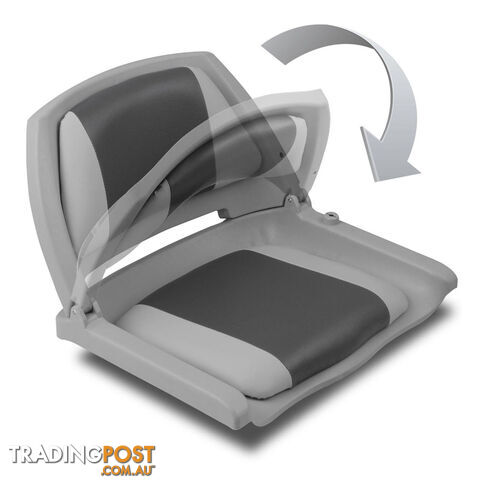 Folding Marine Boat Seat Grade Vinyl All Weather Swivel Grey Charcoal