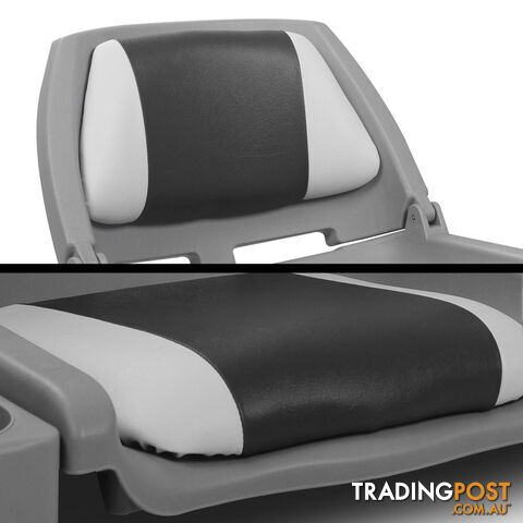 Folding Marine Boat Seat Grade Vinyl All Weather Swivel Grey Charcoal