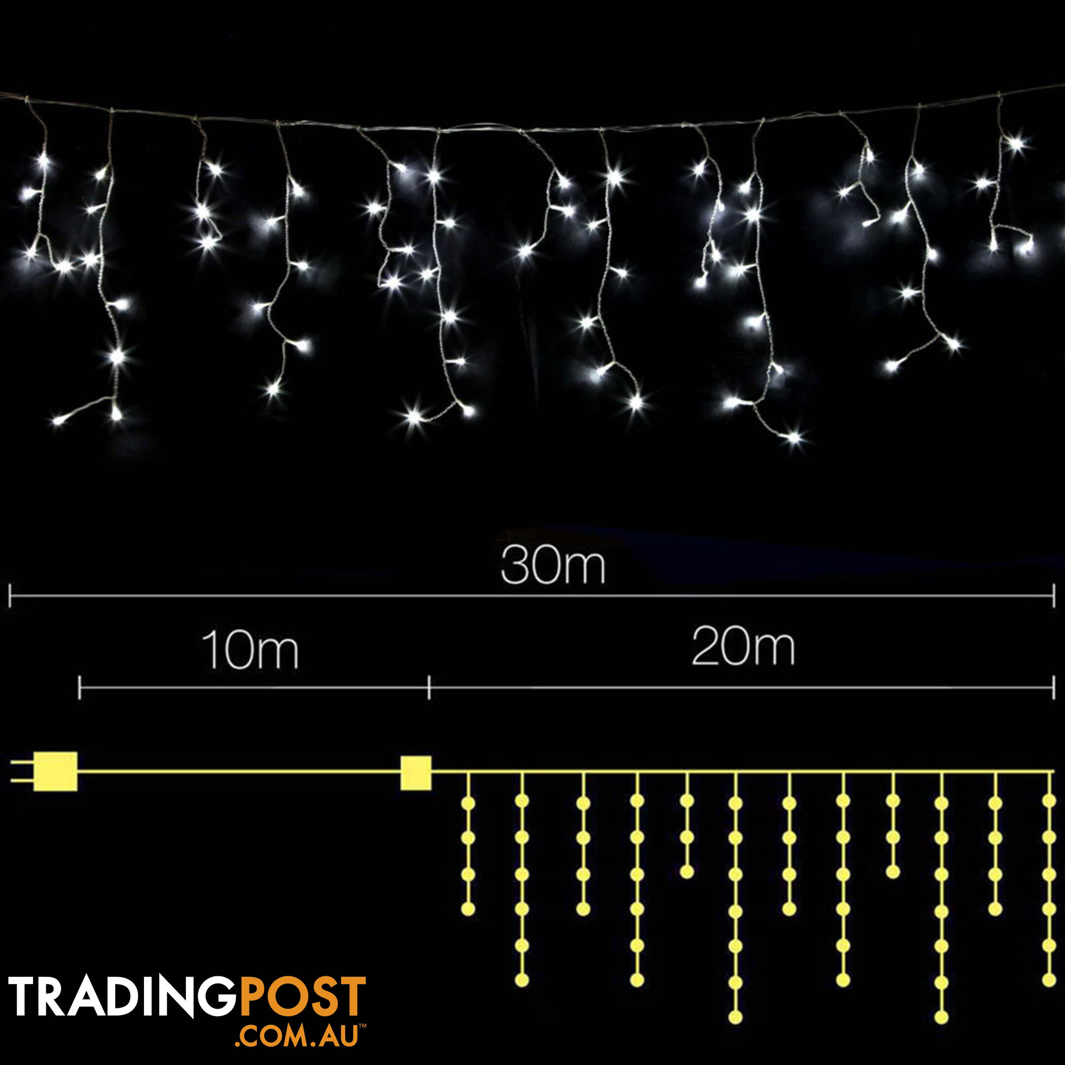 White 800 LED Fairy Icicle Lights Outdoor Indoor Decoration Wedding Party