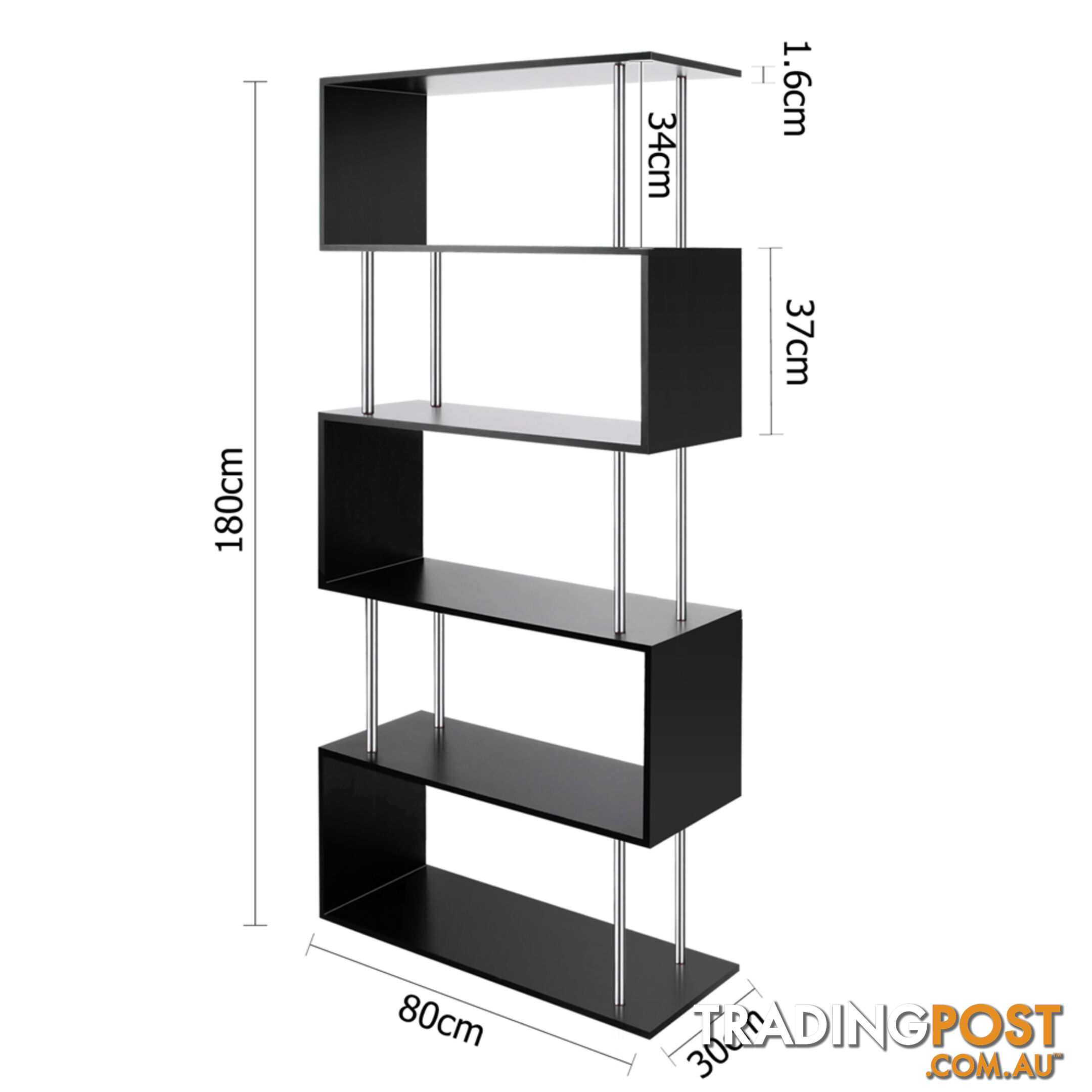 5 Tier Display/Book/Storage Shelf Unit Black