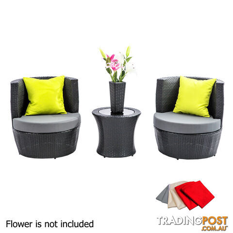 2 Seater Outdoor Furniture Set 4pcs Stackable Wicker Rattan Garden Patio BKGY