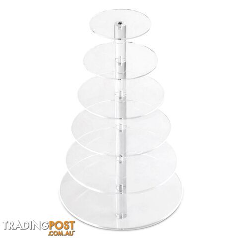 6 Tier Cake Stand Clear Acrylic Display Plate High Tea Wedding Birthday Party