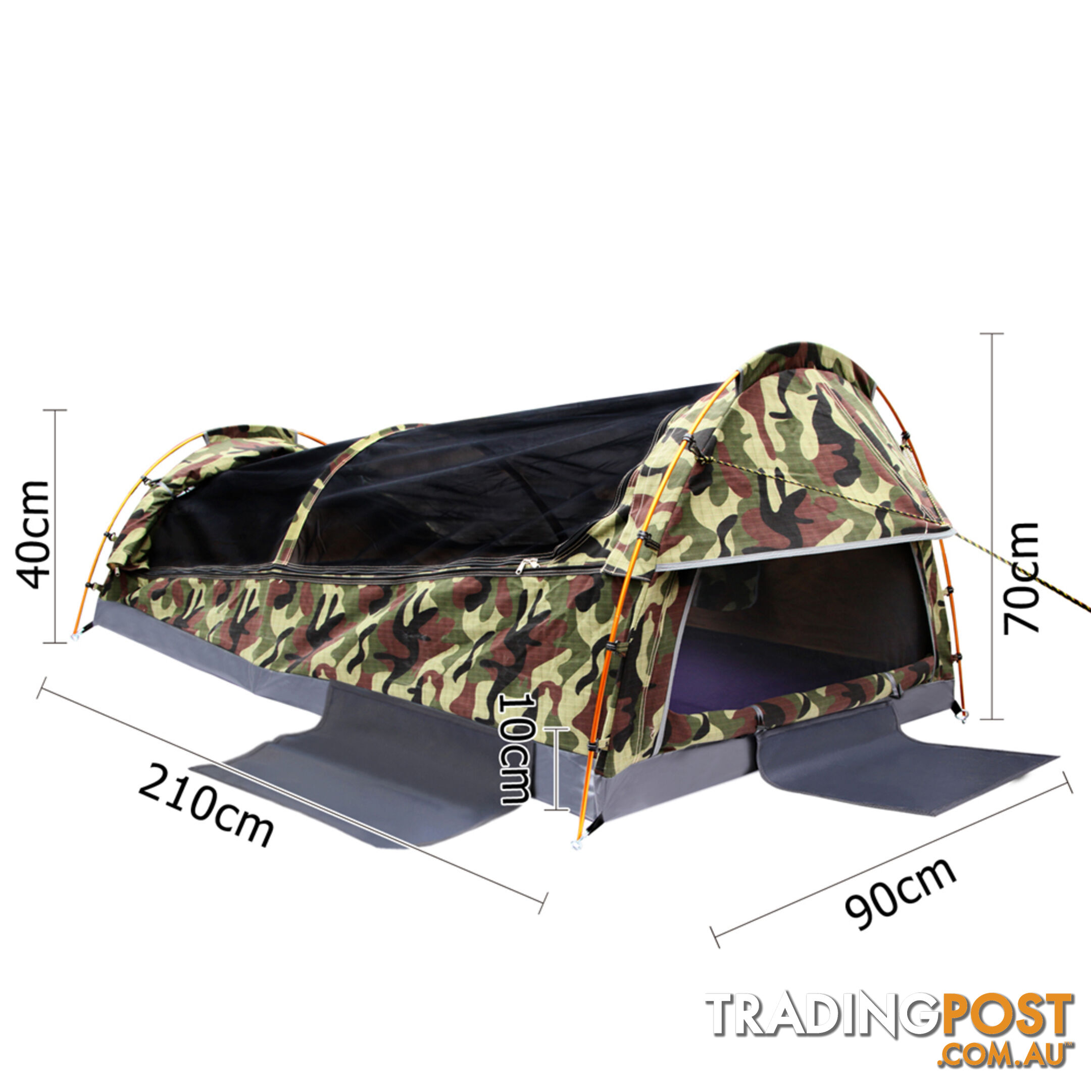 King Single Camping Canvas Swag Tent Green Camouflage w/ Bag