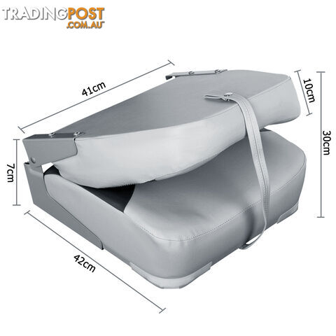 2 x Folding Marine Boat Seat Swivel Grade Vinyl Grey Black Extra Large