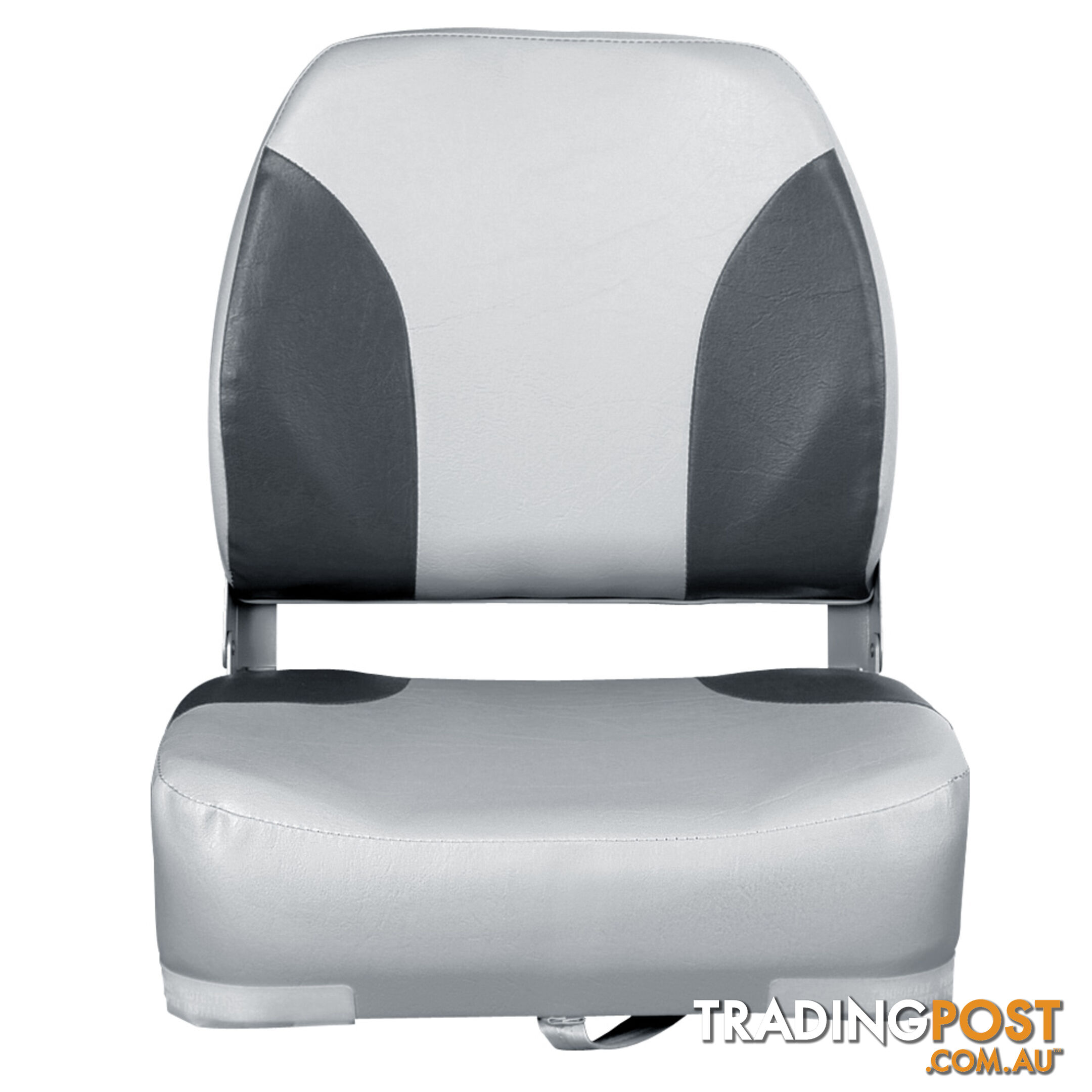 2 x Folding Marine Boat Seat Swivel Grade Vinyl Grey Black Extra Large