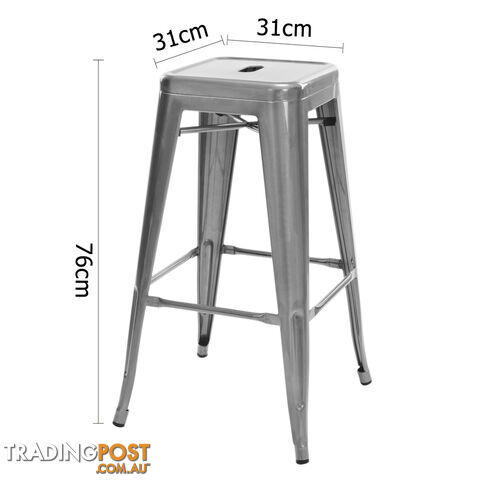 Set of 2 Steel Kitchen Bar Stool 76cm Metallic