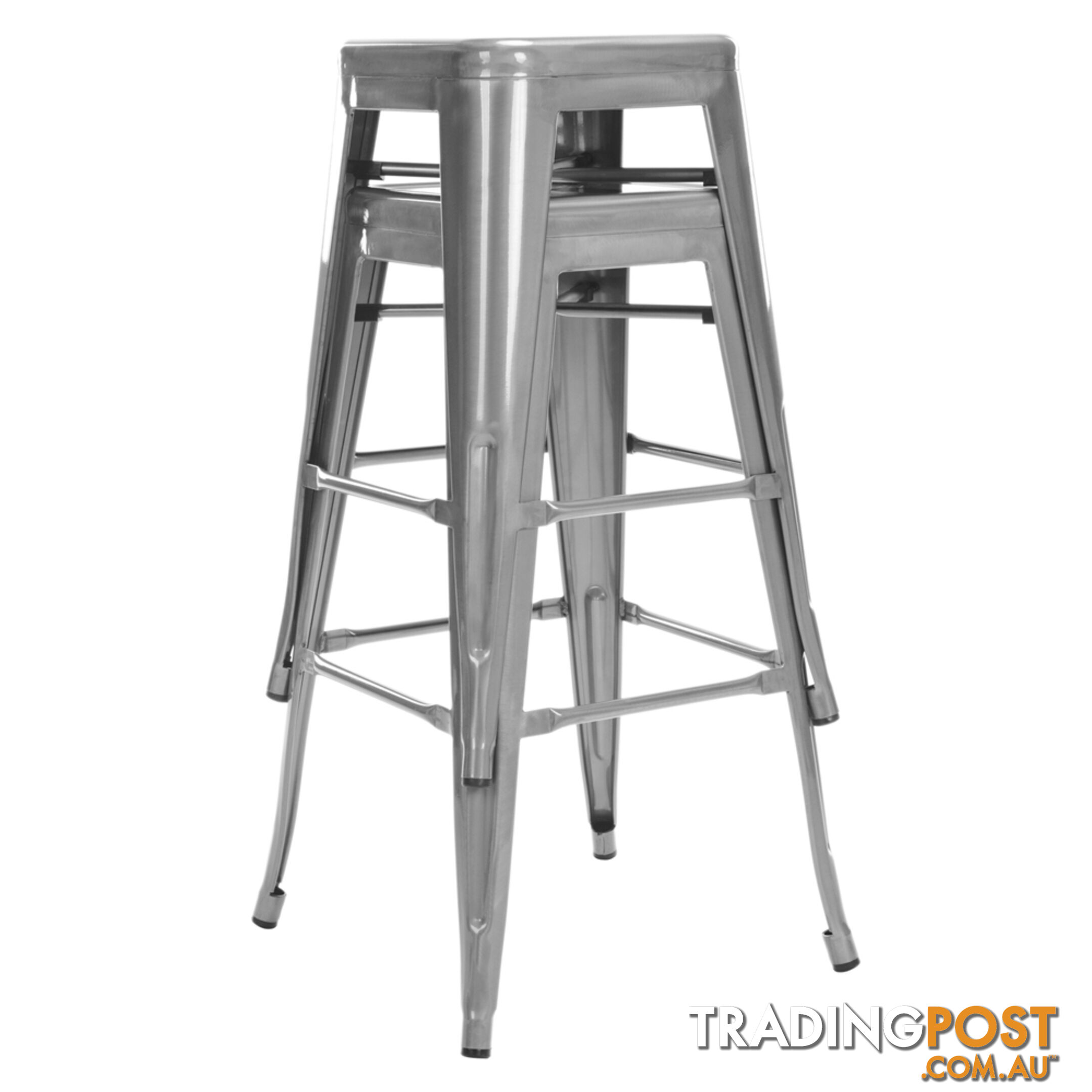 Set of 2 Steel Kitchen Bar Stool 76cm Metallic