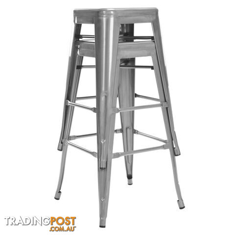 Set of 2 Steel Kitchen Bar Stool 76cm Metallic