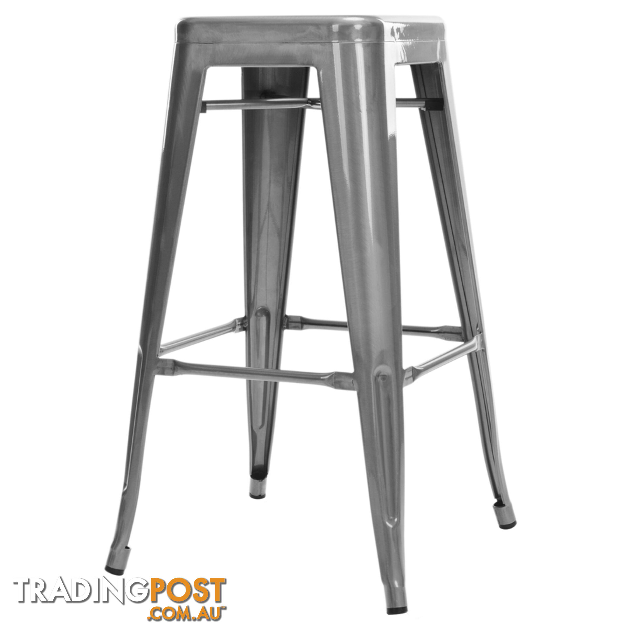 Set of 2 Steel Kitchen Bar Stool 76cm Metallic