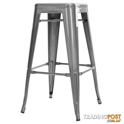 Set of 2 Steel Kitchen Bar Stool 76cm Metallic