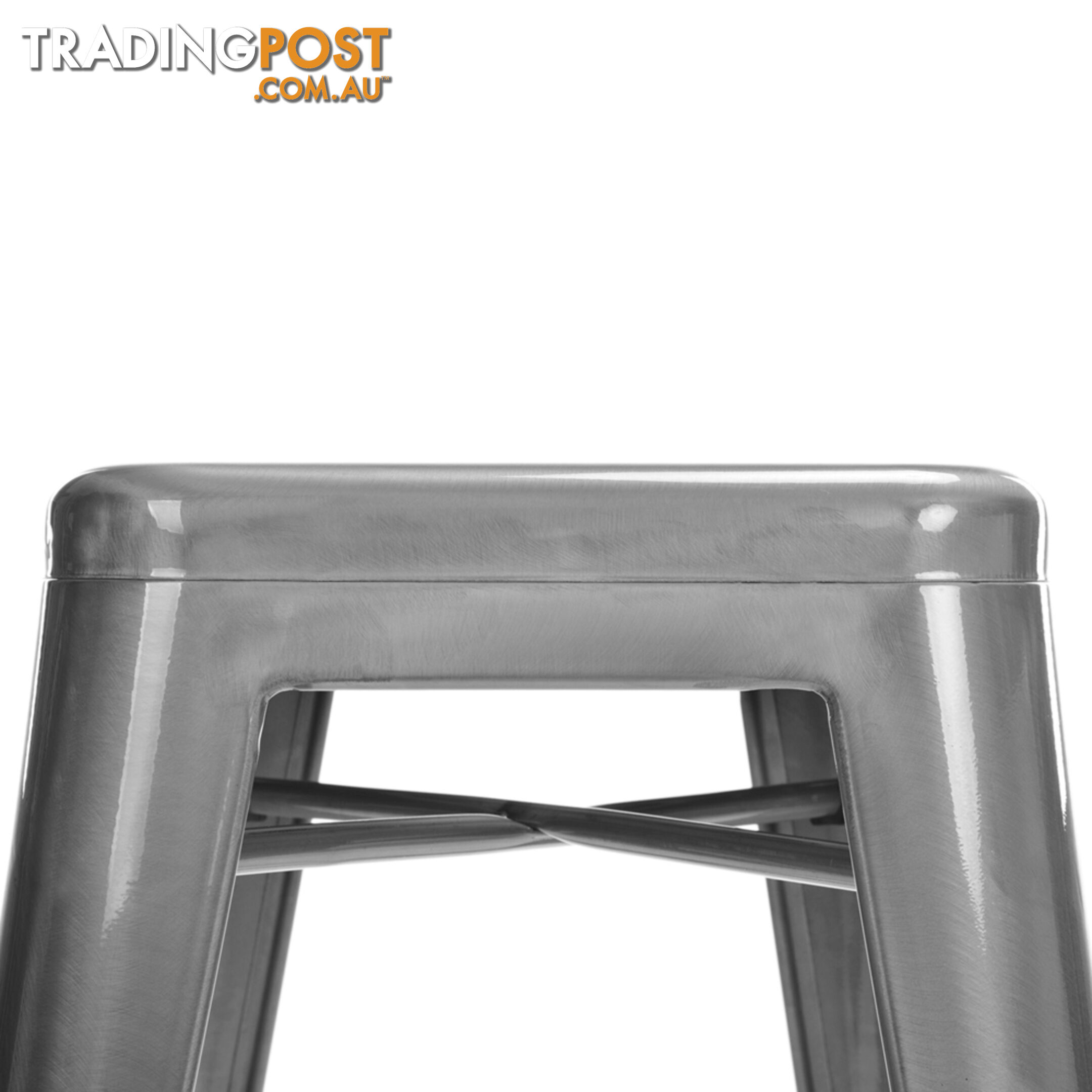 Set of 2 Steel Kitchen Bar Stool 76cm Metallic