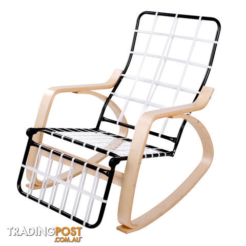 Birch Plywood Adjustable Rocking Lounge Arm Chair w/ Fabric Cushion Beige