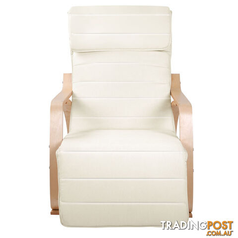 Birch Plywood Adjustable Rocking Lounge Arm Chair w/ Fabric Cushion Beige