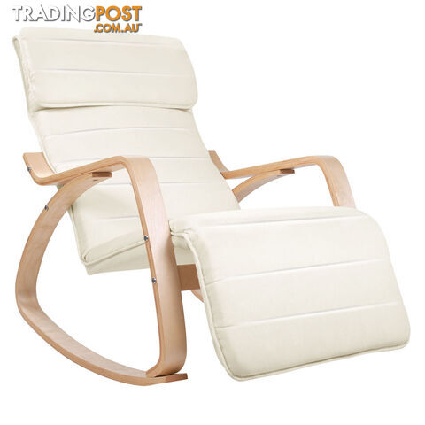 Birch Plywood Adjustable Rocking Lounge Arm Chair w/ Fabric Cushion Beige