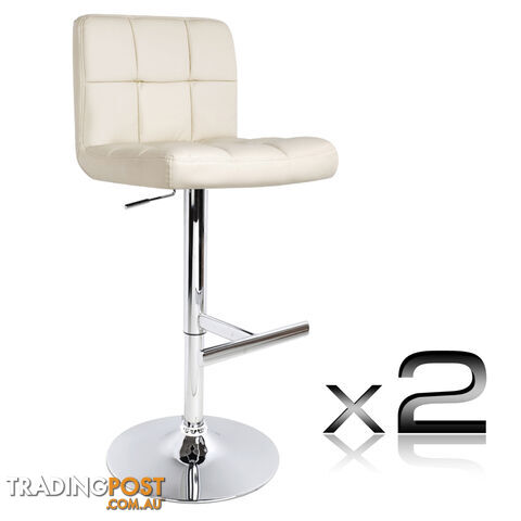2 x PU Leather Gas Lift Bar Stool Kitchen Office Pub Barstool Chair Beige