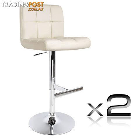 2 x PU Leather Gas Lift Bar Stool Kitchen Office Pub Barstool Chair Beige