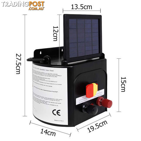 Solar Power 8Km Electric Fence Farm Animal Pet Energiser Energizer Charger 0.3J