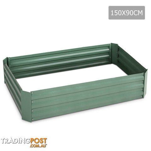 Raised Garden Bed Galvanised Steel 150x90x30cm Elevated Instant Planter Green