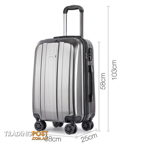 2PCS Travel Luggage Set Hard Shell Super Lightweight Suitcase Spinner Wheel Grey