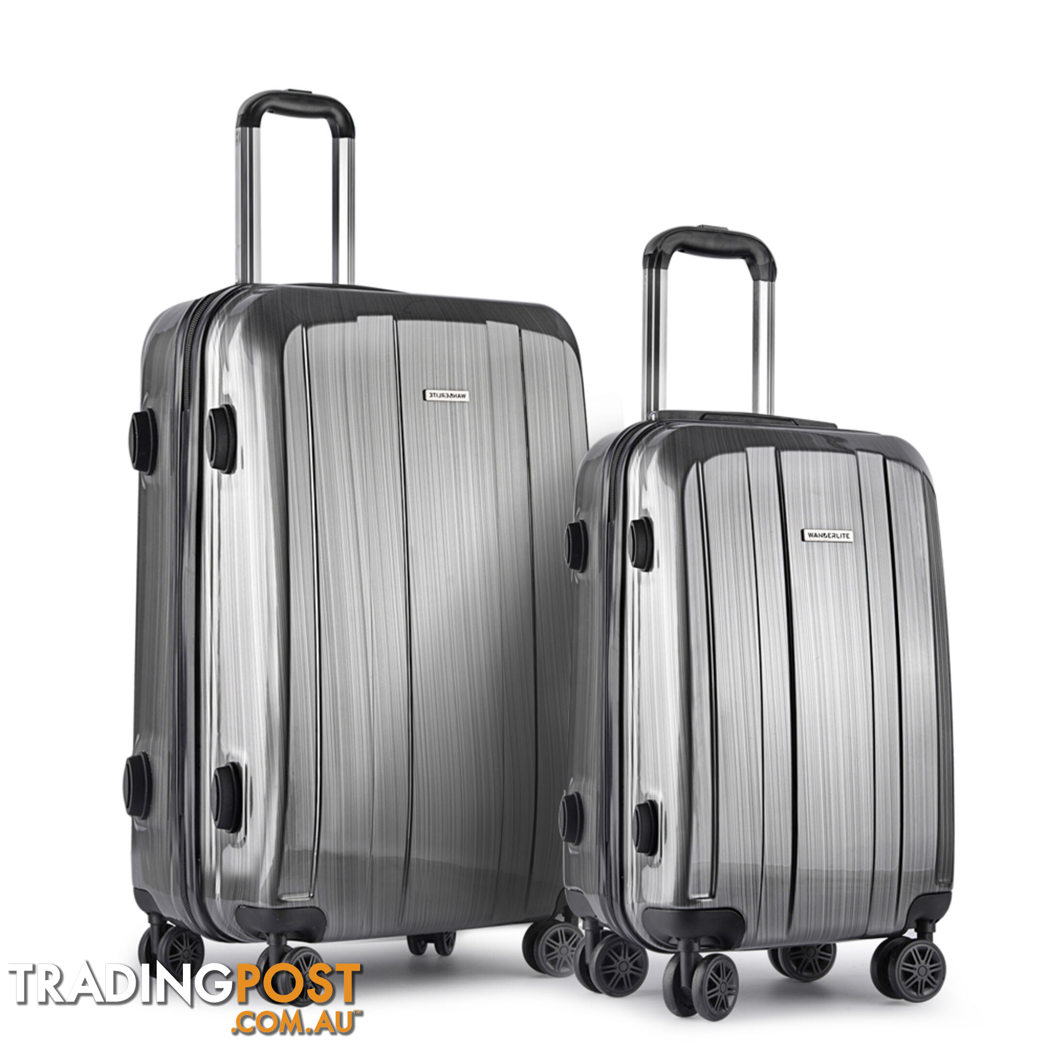 2PCS Travel Luggage Set Hard Shell Super Lightweight Suitcase Spinner Wheel Grey