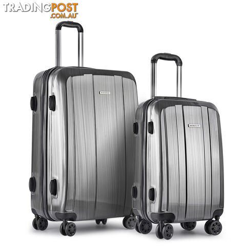 2PCS Travel Luggage Set Hard Shell Super Lightweight Suitcase Spinner Wheel Grey
