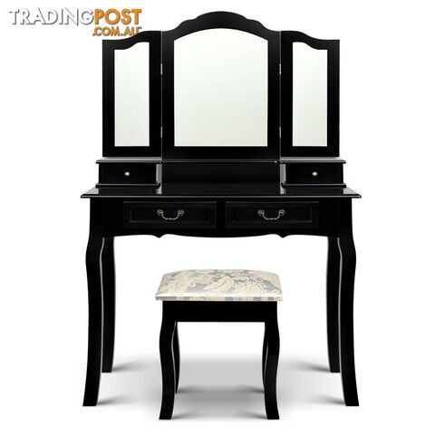 4 Drawer Dressing Table with Mirror - Black - photo 4 of 9