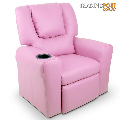 Premium Children PU Leather Sofa Kids Recliner Lounge Padded Arm Chair Pink