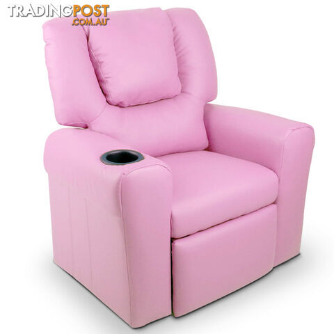 Premium Children PU Leather Sofa Kids Recliner Lounge Padded Arm Chair Pink