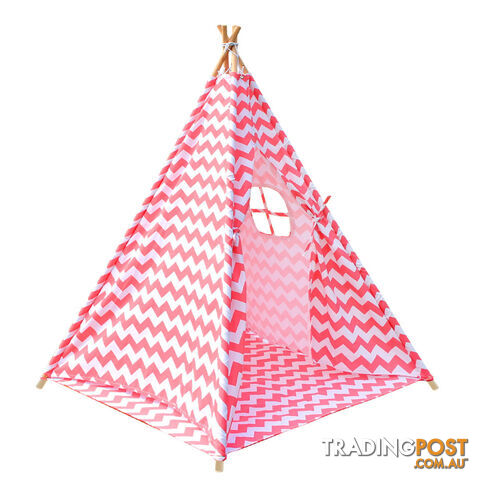Kids Play Tent Canvas Teepee Pretend Playhouse Outdoor Indoor Tipi Coral