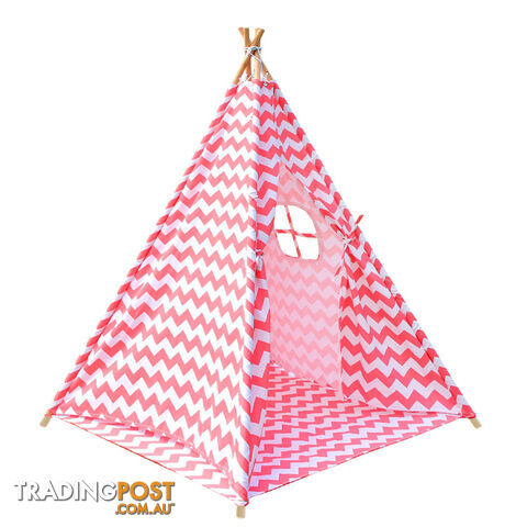 Kids Play Tent Canvas Teepee Pretend Playhouse Outdoor Indoor Tipi Coral