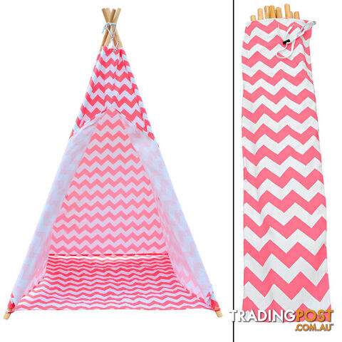 Kids Play Tent Canvas Teepee Pretend Playhouse Outdoor Indoor Tipi Coral