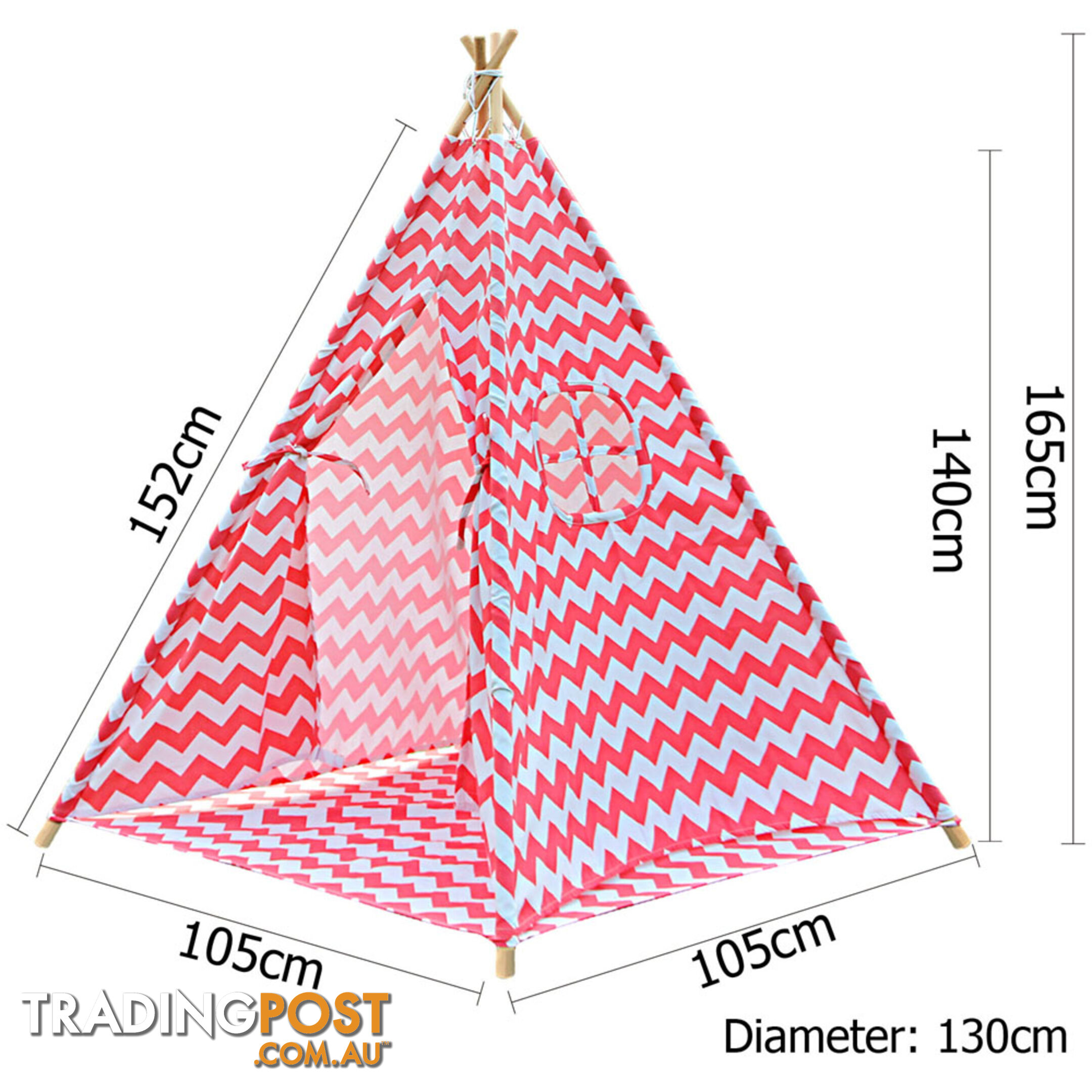 Kids Play Tent Canvas Teepee Pretend Playhouse Outdoor Indoor Tipi Coral