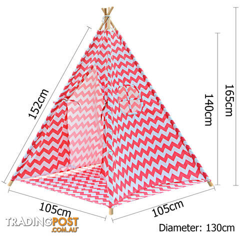 Kids Play Tent Canvas Teepee Pretend Playhouse Outdoor Indoor Tipi Coral